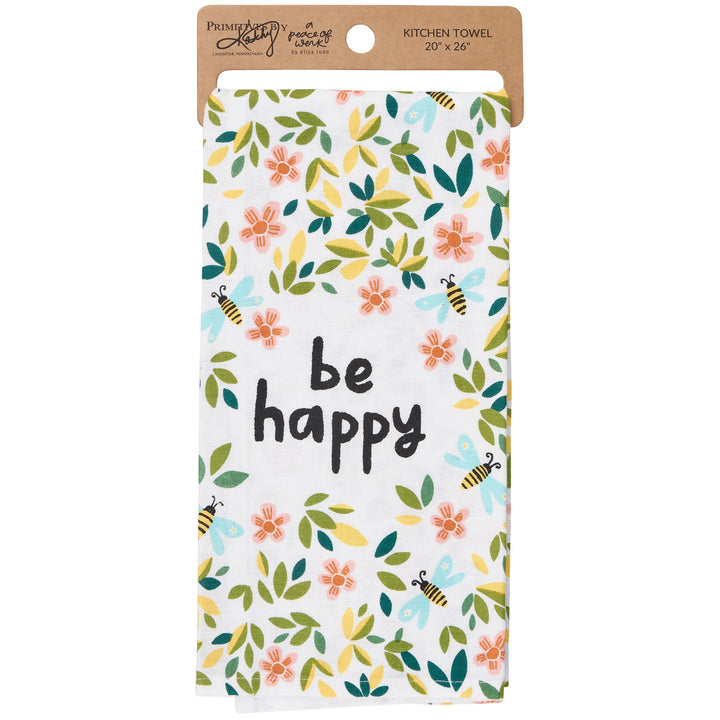 Floral Be Happy Kitchen Towel