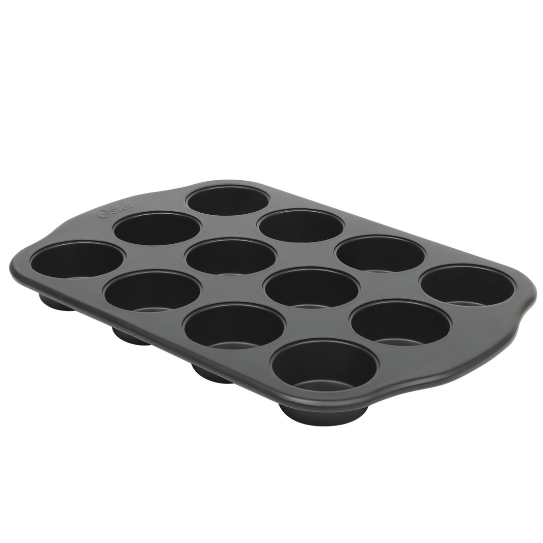 Oster Teston Platinum Collection 12-Cup Nonstick Carbon Steel Muffin Pan in Matte Black