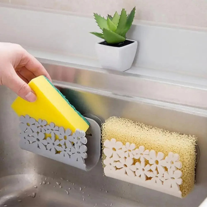 2PCS Durable Kitchen Bathroom Drying Rack Toilet Sink Suction Sponges Holder Rack Suction Cup Dish Cloths Holder Scrubbers Soap Storage