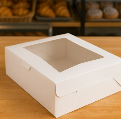 19" x 14" x 6 1/2" White Half Sheet Window Cake Box