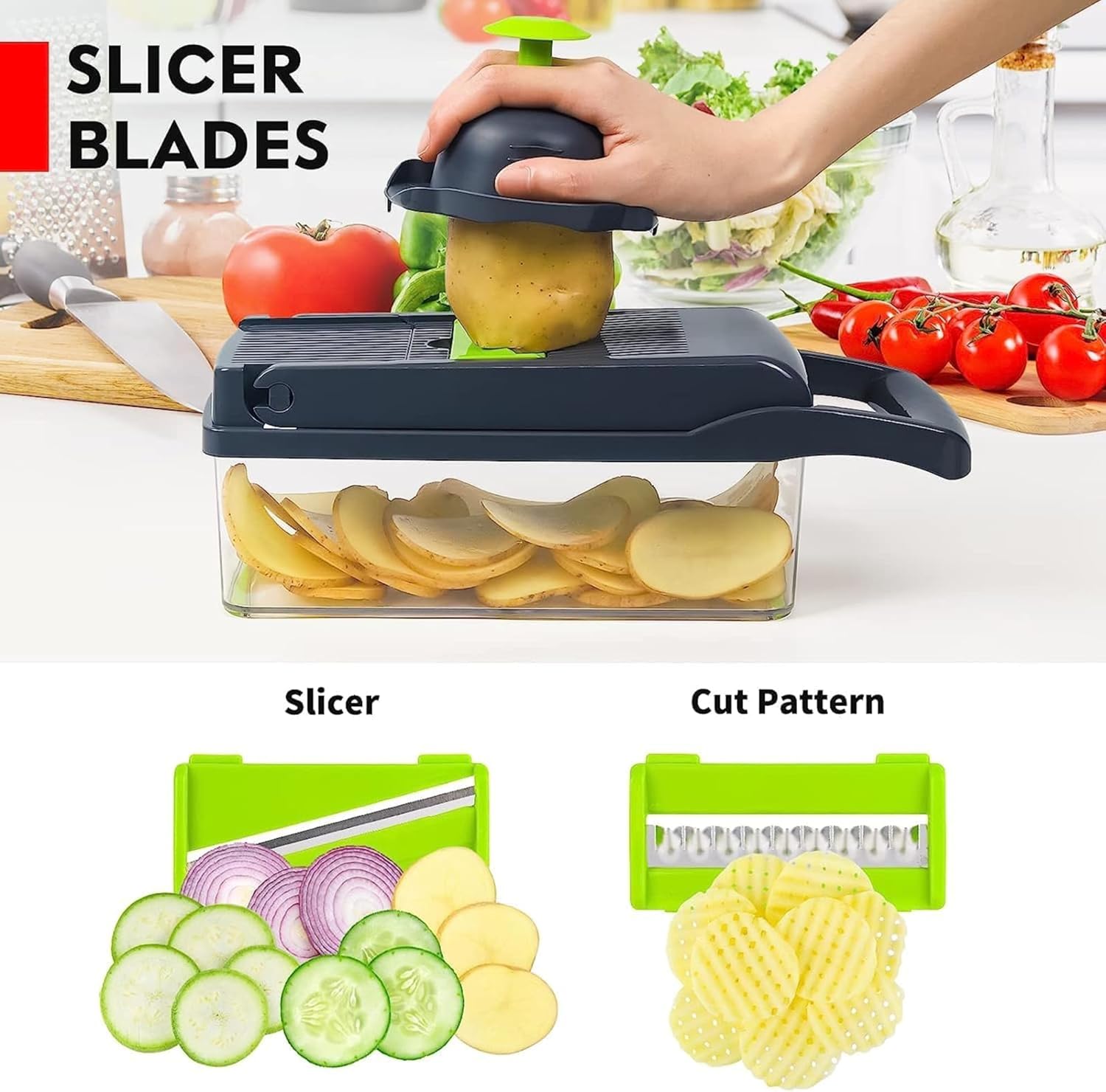 Big Kitchen Vegetable Chopper 16-in-1 Pro Onion & Food Slicer
