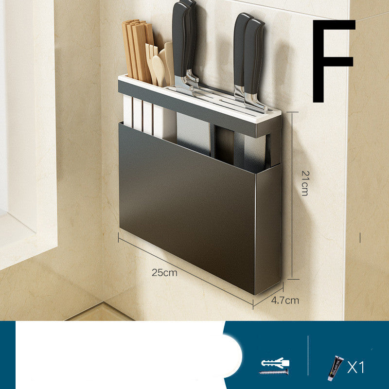 Perforation-free Wall-mounted Knife Storage Rack For Kitchen