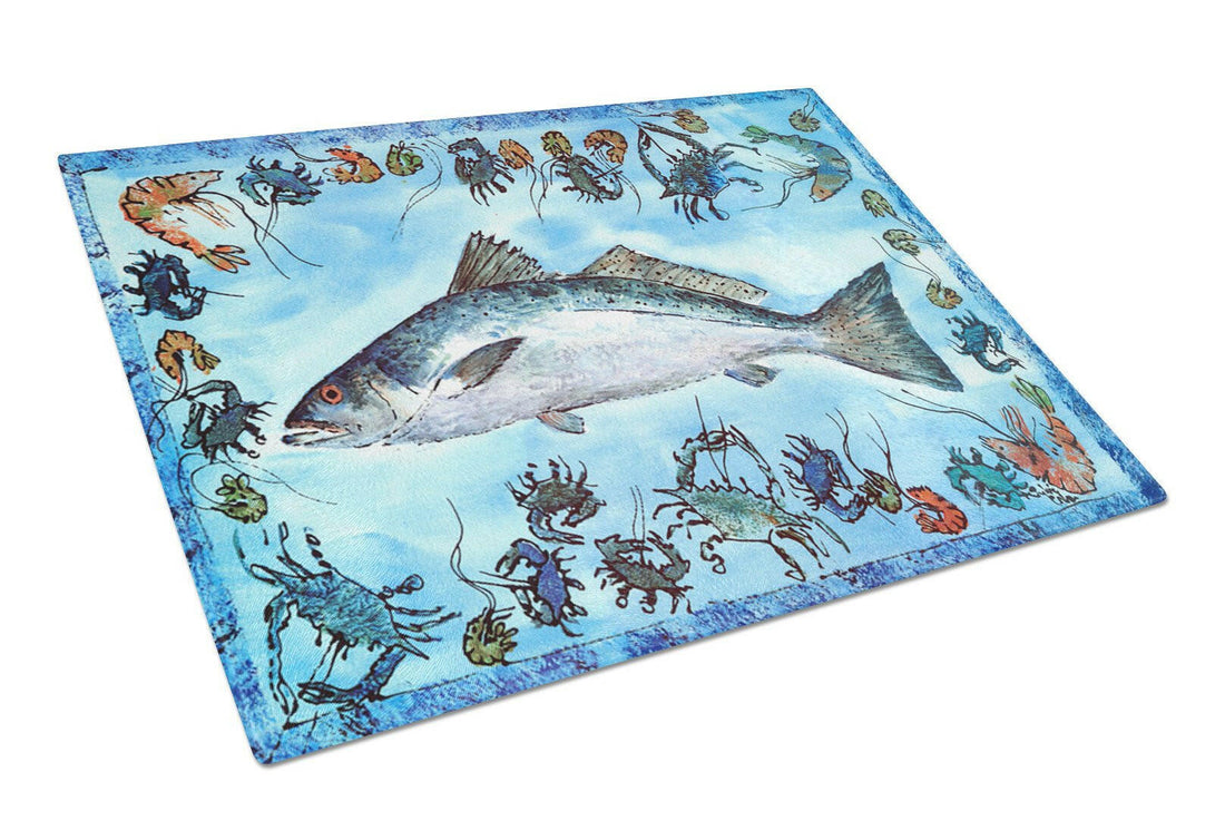 Fish Speckled Trout Glass Cutting Boards – Durable, Decorative Kitchen Art Large 8086LCB