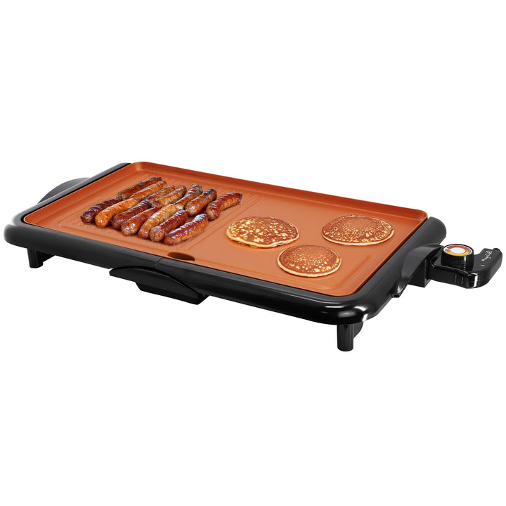 MegaChef 18.89 Inch Electric Grill and Griddle in Black with Copper Coating