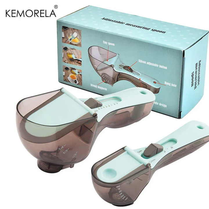 DecorBites™ 2-Piece Adjustable Measuring Cups and Spoons Set | Versatile Kitchen Scoops