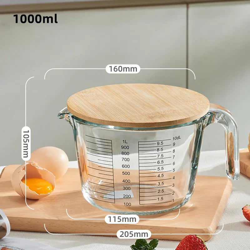 DecorBites™ Borosilicate Glass Measuring Cup Jug, Large Capacity for Baking, Cooking, Kitchen