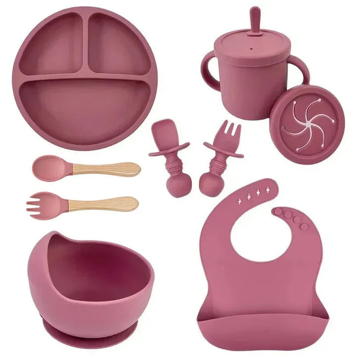 Food Grade Silicone Baby Feeding Dish Set Suction Plate Cup