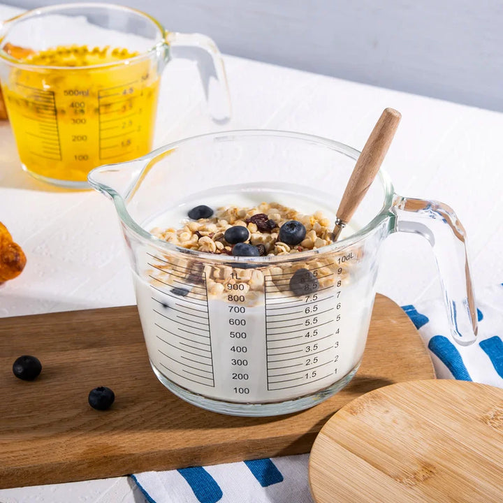 DecorBites™ Borosilicate Glass Measuring Cup Jug, Large Capacity for Baking, Cooking, Kitchen