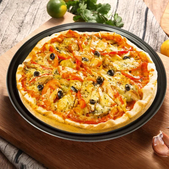 DecorBites™ Carbon Steel Perforated Pizza Pan Non Stick Baking Tray with Holes