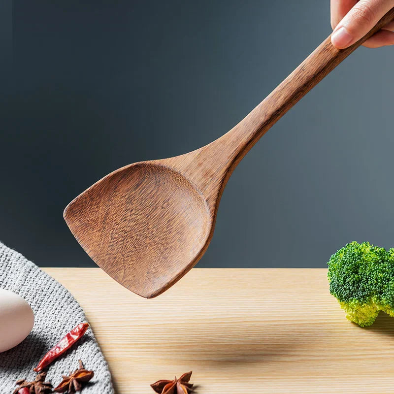 DecorBites™ Kitchen Utensils Set: Non-Stick Cookware with Wooden Handles