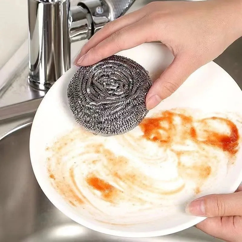 30/1pcs Steel Wire Dishwashing Cleaning Ball Kitchen Pot Pans Dishes Oil Rust Remover Brushes