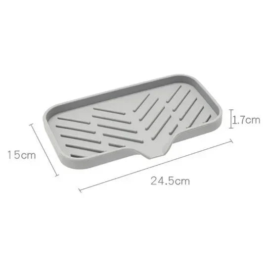 Multifunctional Silicone Sink Tray with Drain – Soap Dish, Sponge & Brush Organizer for Kitchen and Bathroom (Ventilated & Easy to Clean)