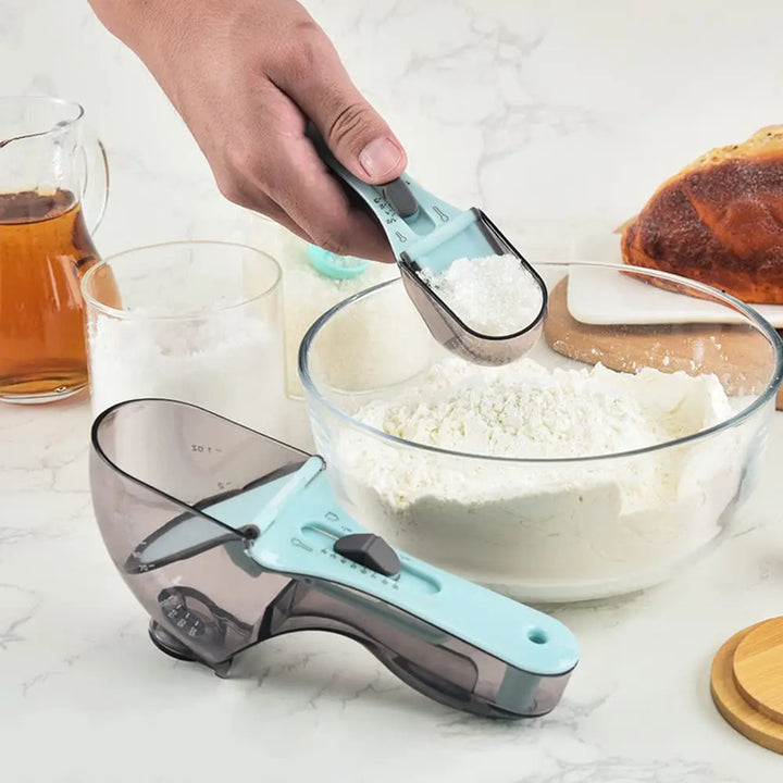DecorBites™ 2-Piece Adjustable Measuring Cups and Spoons Set | Versatile Kitchen Scoops