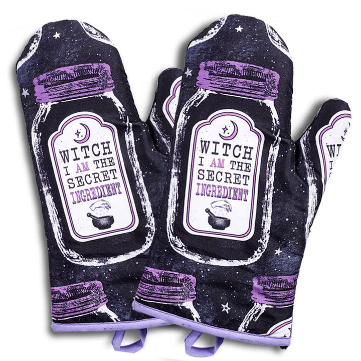 Set of 2 "Witch, I AM The Secret Ingredient" Oven Mitt | Pot Holders Hanging Oven Gloves Set