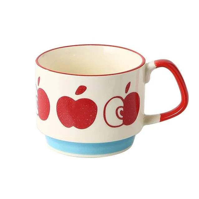Japanese Flower Coffee Mug Set – Retro Ceramic Cup