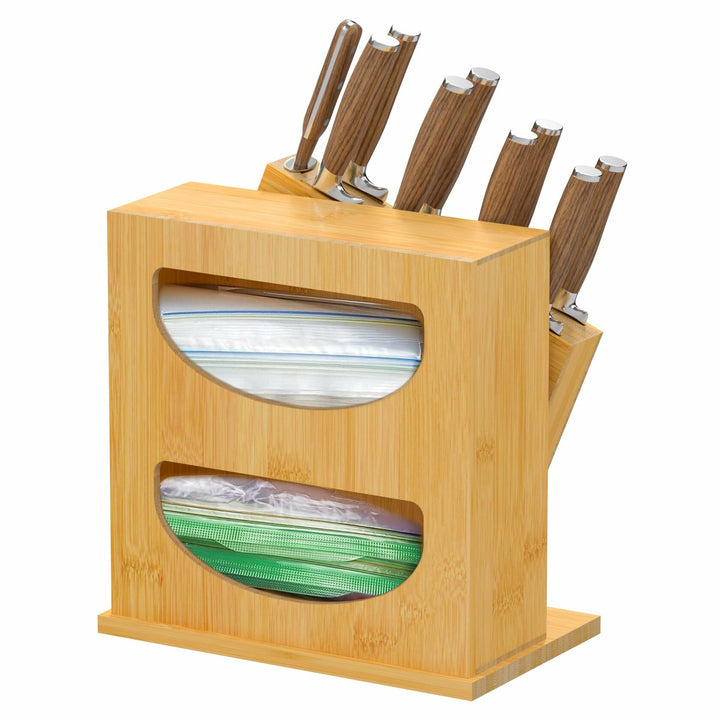 Food Storage Bag Organizer 2-in-1 Knife Block Countertop Multi-size