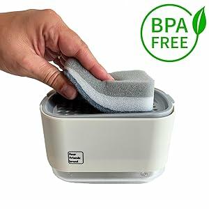 Four Friends 2-in-1 Dish Soap Dispenser with Sponge Holder Beige