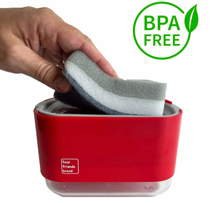 Four Friends 2-in-1 Dish Soap Dispenser with Sponge Holder Beige