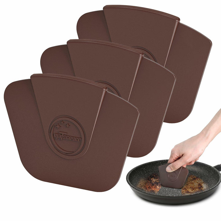 Pan Scraper Pot Scraper Plastic for Cast Iron Cookware 6 Pcs Brown
