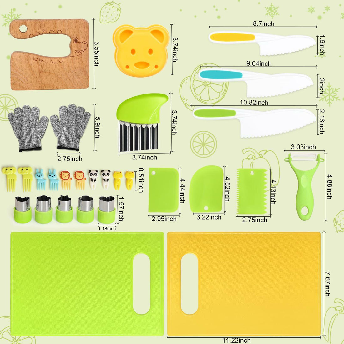 Suhctuptx 28PCS Toddler Knife Set Kids Kitchen Knives Crocodile Color Safe